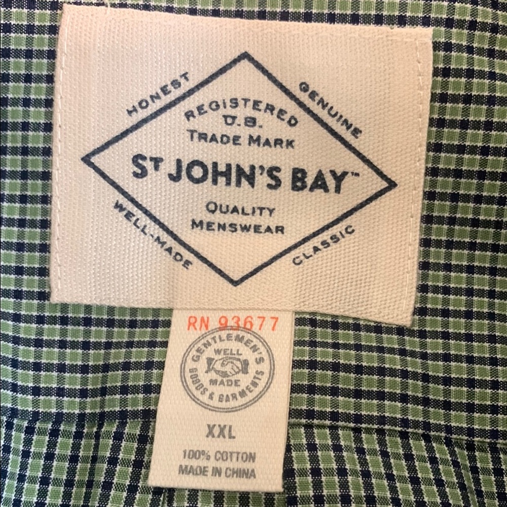 ST JOHNS BAY Men's Green Checkered Long Sleeve Shirt XXL - Picture 6 of 9